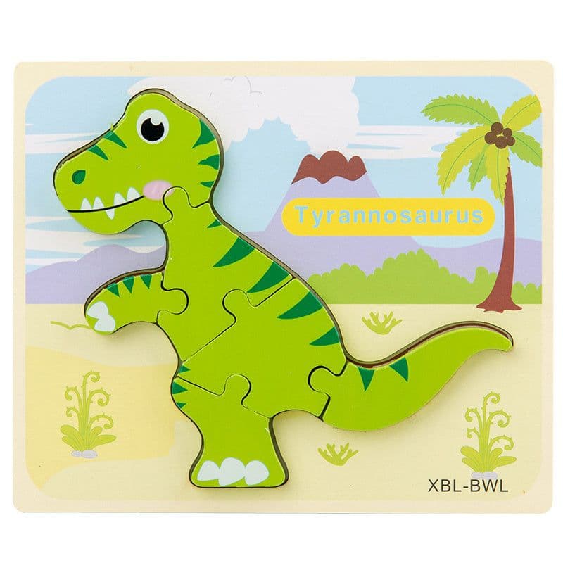 image-Baby Wooden Cartoon Dinosaur 3D Puzzle Jigsaw for Kids Montessori Early Learning Educational Puzzle Toys