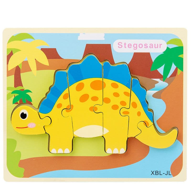 image-Baby Wooden Cartoon Dinosaur 3D Puzzle Jigsaw for Kids Montessori Early Learning Educational Puzzle Toys