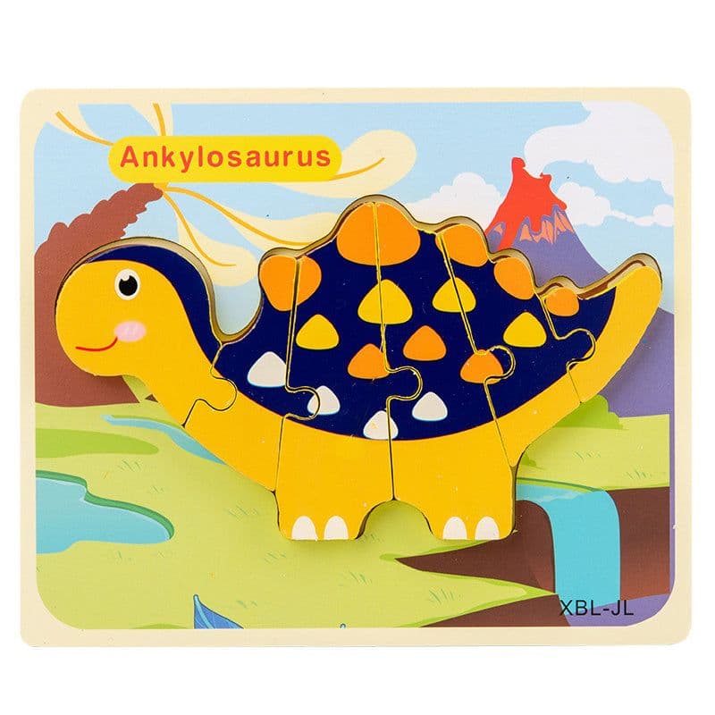 image-Baby Wooden Cartoon Dinosaur 3D Puzzle Jigsaw for Kids Montessori Early Learning Educational Puzzle Toys