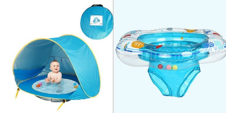image-Baby Beach Tent Kids Outdoor Camping Easy Fold Up Waterproof Up Sun Awning Tent UV-protecting