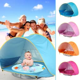 image-Baby Beach Tent Kids Outdoor Camping Easy Fold Up Waterproof Up Sun Awning Tent UV-protecting