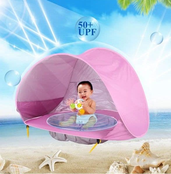 image-Baby Beach Tent Kids Outdoor Camping Easy Fold Up Waterproof Up Sun Awning Tent UV-protecting