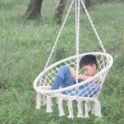 image-Nordic Style Round Hammock Outdoor Indoor Dormitory Bedroom Hanging Chair For Child Adult Swinging Single Safety Hammock