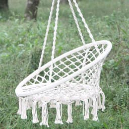 image-Nordic Style Round Hammock Outdoor Indoor Dormitory Bedroom Hanging Chair For Child Adult Swinging Single Safety Hammock