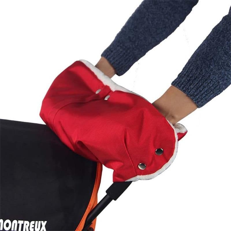 image-Baby stroller accessories warm winter windproof cold plus velvet thick hair cart gloves