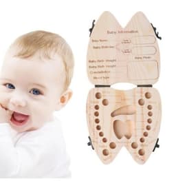 image-Wooden Baby Tooth Box Organizer Deciduous Teeth Storage