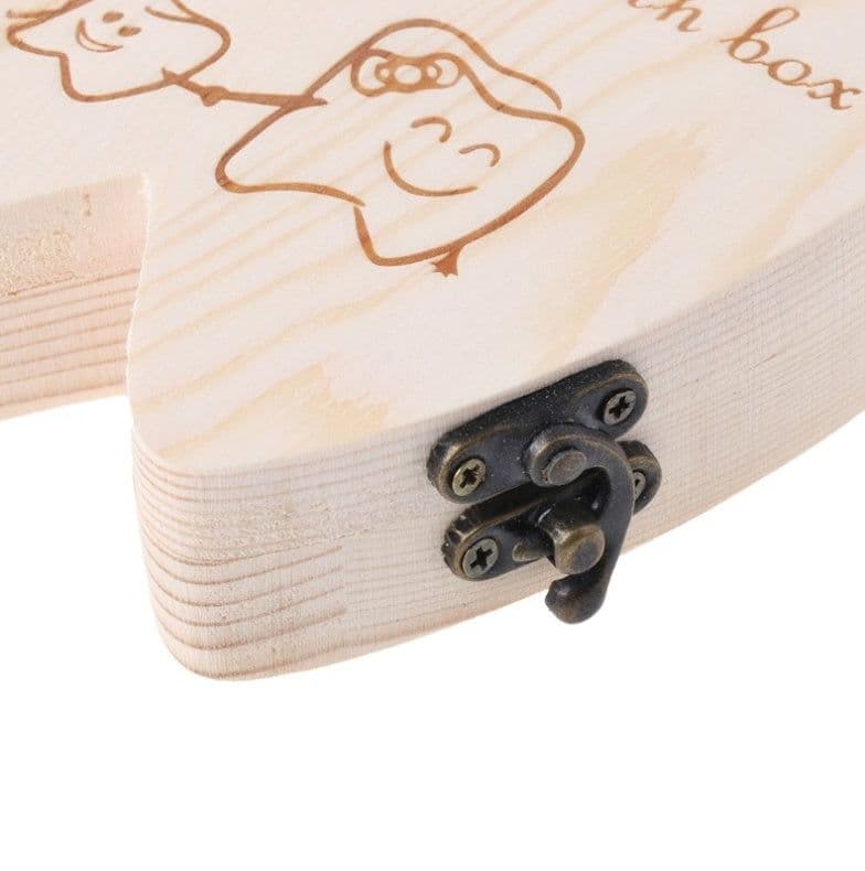 image-Wooden Baby Tooth Box Organizer Deciduous Teeth Storage