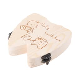 image-Wooden Baby Tooth Box Organizer Deciduous Teeth Storage