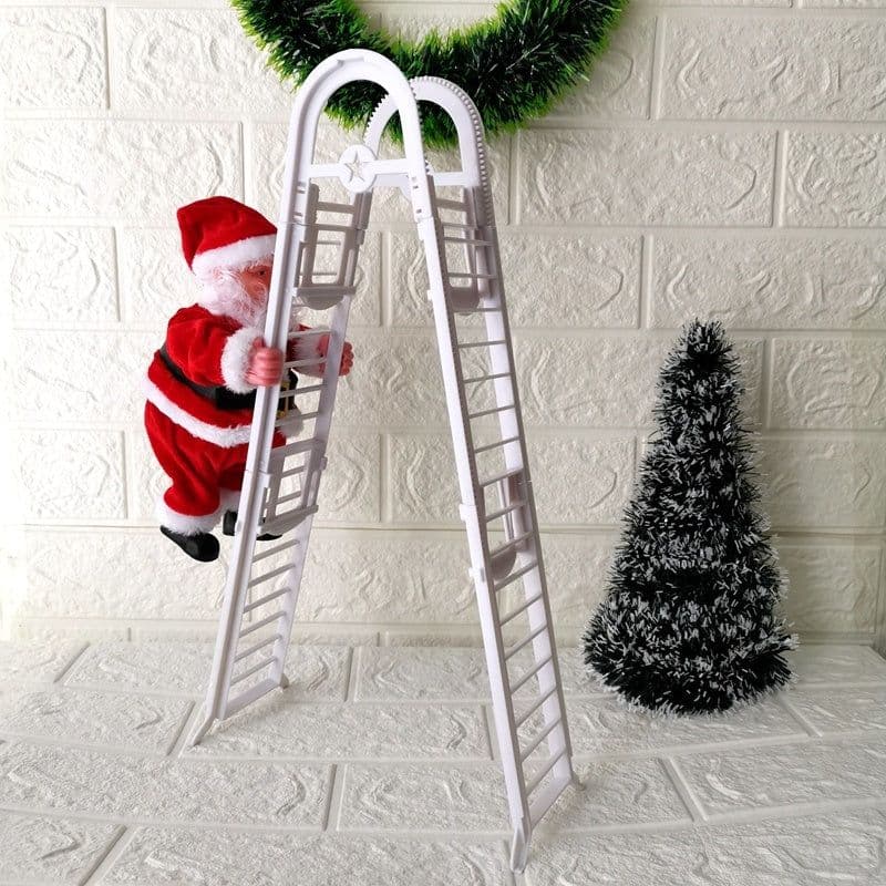 image-Climbing Ladder Electric Santa Claus Climbing Red Ladder Doll Toy