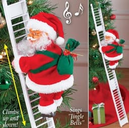 image-Climbing Ladder Electric Santa Claus Climbing Red Ladder Doll Toy