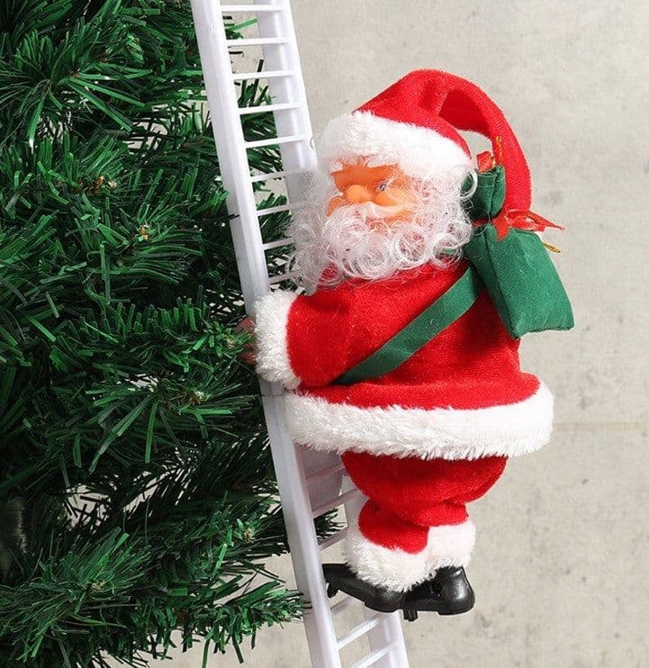 image-Climbing Ladder Electric Santa Claus Climbing Red Ladder Doll Toy