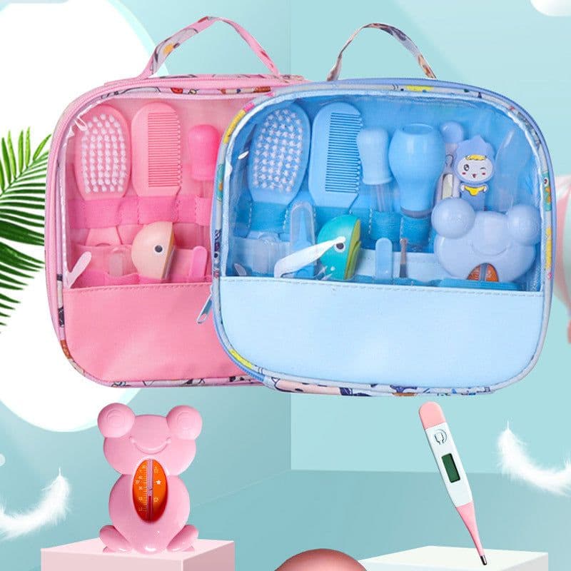 image-Roadfisher Newborn Baby Care Kits Nose Cleaner Feeder Earpick Tools Grooming Bag Set Nail Clipper Tooth Hair Brush Comb Scissor