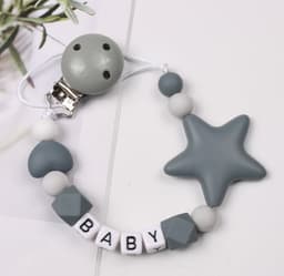 image-Baby Pacifier Chain Five Pointed Star Gum Anti Dropping Chain