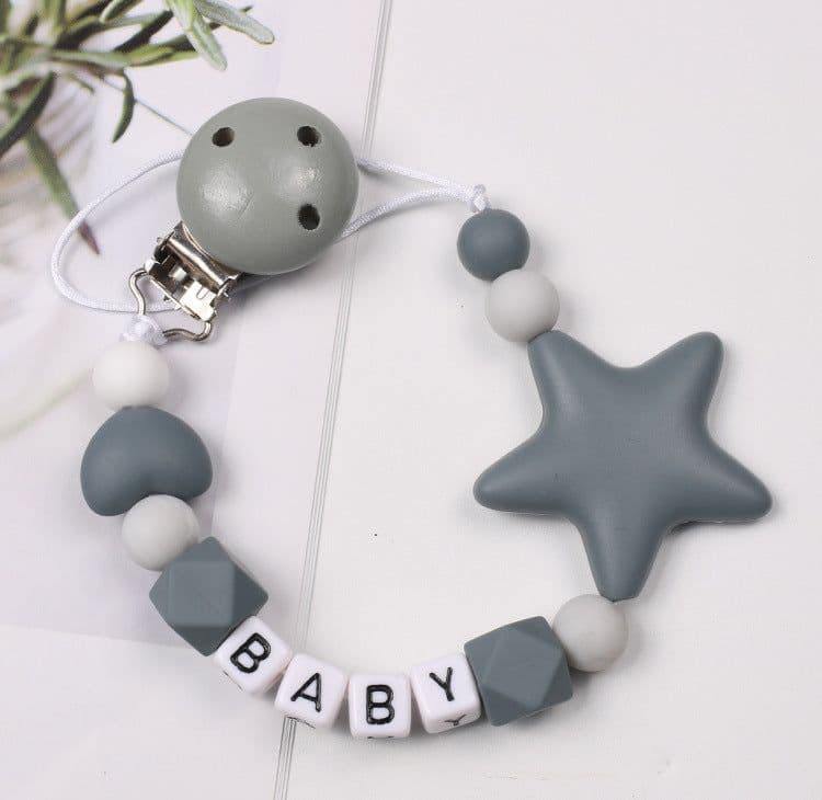 image-Baby Pacifier Chain Five Pointed Star Gum Anti Dropping Chain