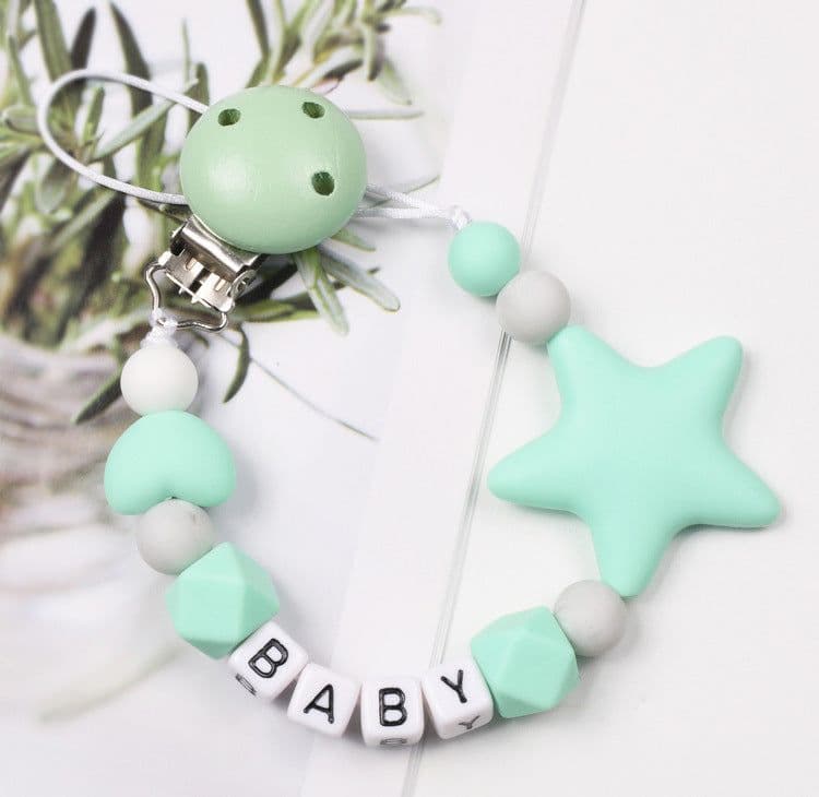 image-Baby Pacifier Chain Five Pointed Star Gum Anti Dropping Chain