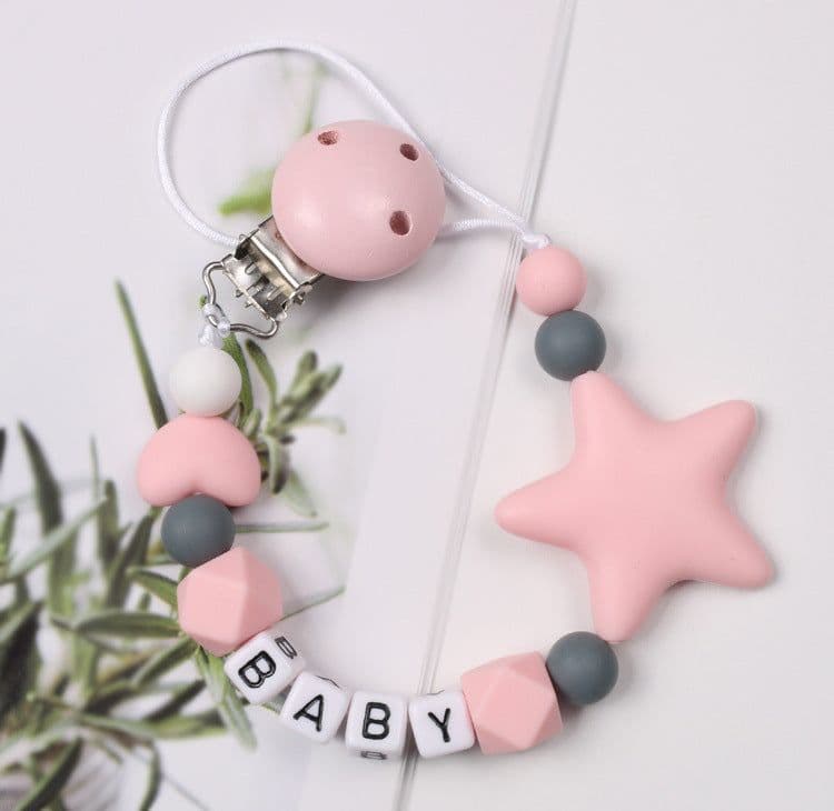 image-Baby Pacifier Chain Five Pointed Star Gum Anti Dropping Chain