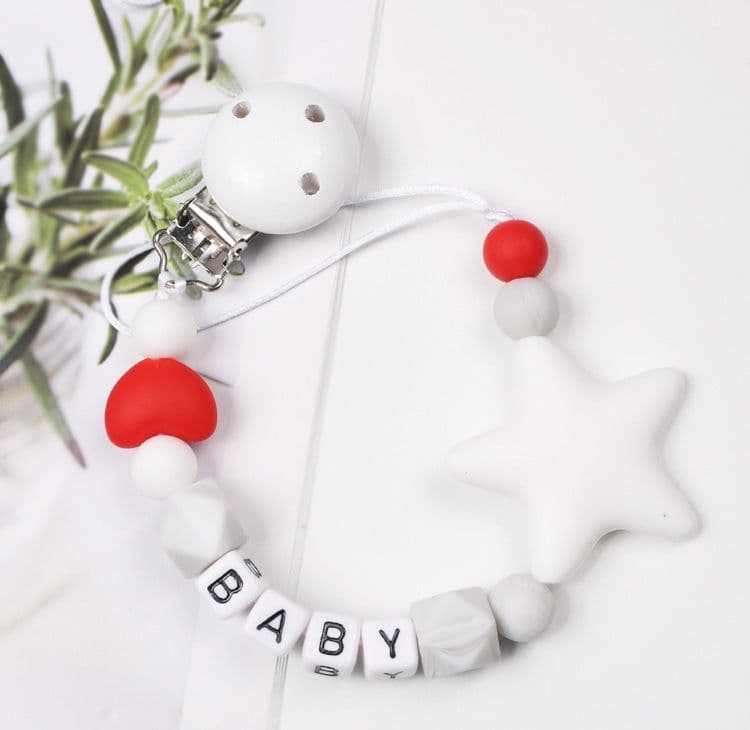 image-Baby Pacifier Chain Five Pointed Star Gum Anti Dropping Chain