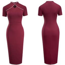 image-New Retro Stand Collar Hollow Slim Fit Hip Dress