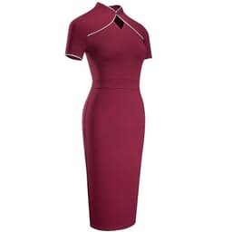 image-New Retro Stand Collar Hollow Slim Fit Hip Dress
