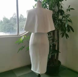 image-Cape Style Short-sleeved Tight Professional Dress