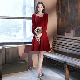 image-Burgundy Engagement Dress Can Usually Be Worn As A Wedding Dress