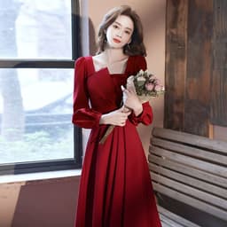 image-Burgundy Engagement Dress Can Usually Be Worn As A Wedding Dress