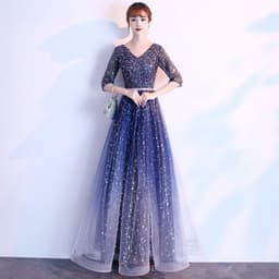 image-Starry Sky Evening Dress Female Summer New Temperament Long Model Host Banquet Anniversary Chorus Performance Dress