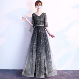 image-Starry Sky Evening Dress Female Summer New Temperament Long Model Host Banquet Anniversary Chorus Performance Dress