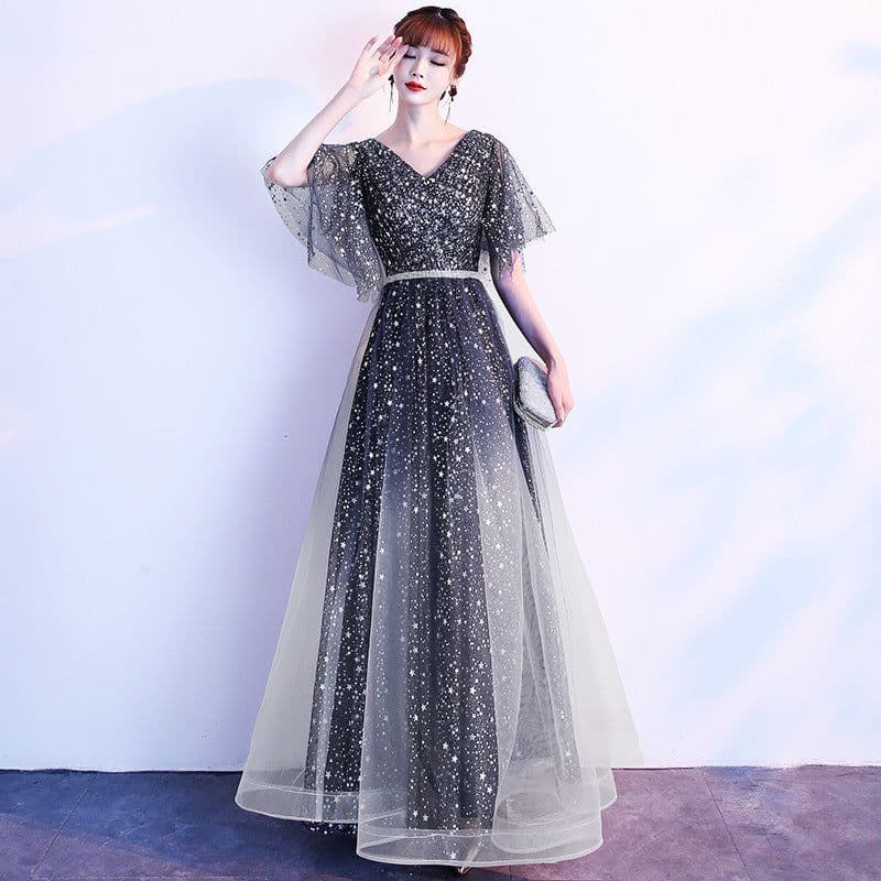 image-Starry Sky Evening Dress Female Summer New Temperament Long Model Host Banquet Anniversary Chorus Performance Dress