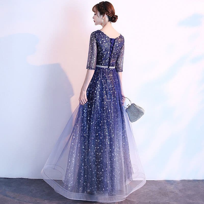 image-Starry Sky Evening Dress Female Summer New Temperament Long Model Host Banquet Anniversary Chorus Performance Dress
