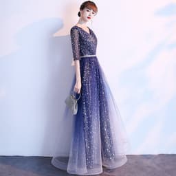 image-Starry Sky Evening Dress Female Summer New Temperament Long Model Host Banquet Anniversary Chorus Performance Dress