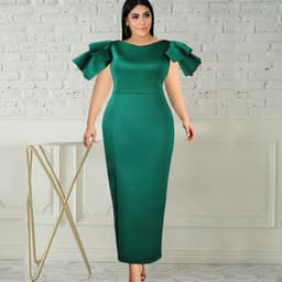 image-High-Waisted Sleeveless Plus Size Slim-Fit Wrap-Up Party Banquet Evening Dress