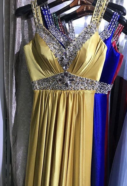 image-Women Sleeveless Sexy A-Line Elegant Wedding Party Formal Gowns Long Evening Dress