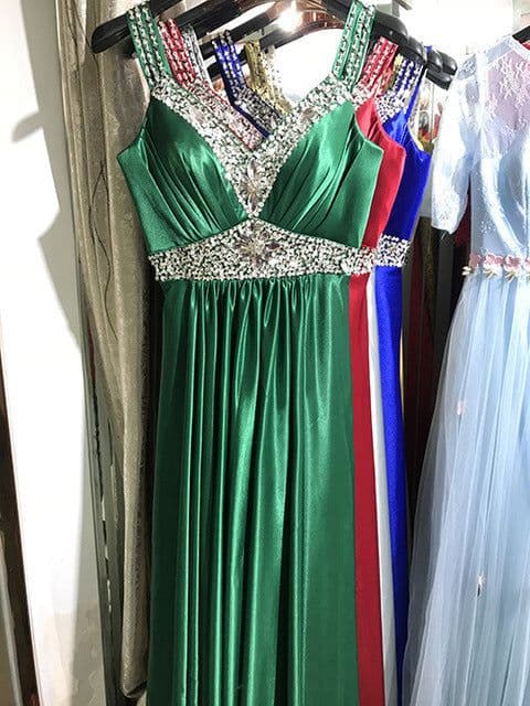 image-Women Sleeveless Sexy A-Line Elegant Wedding Party Formal Gowns Long Evening Dress