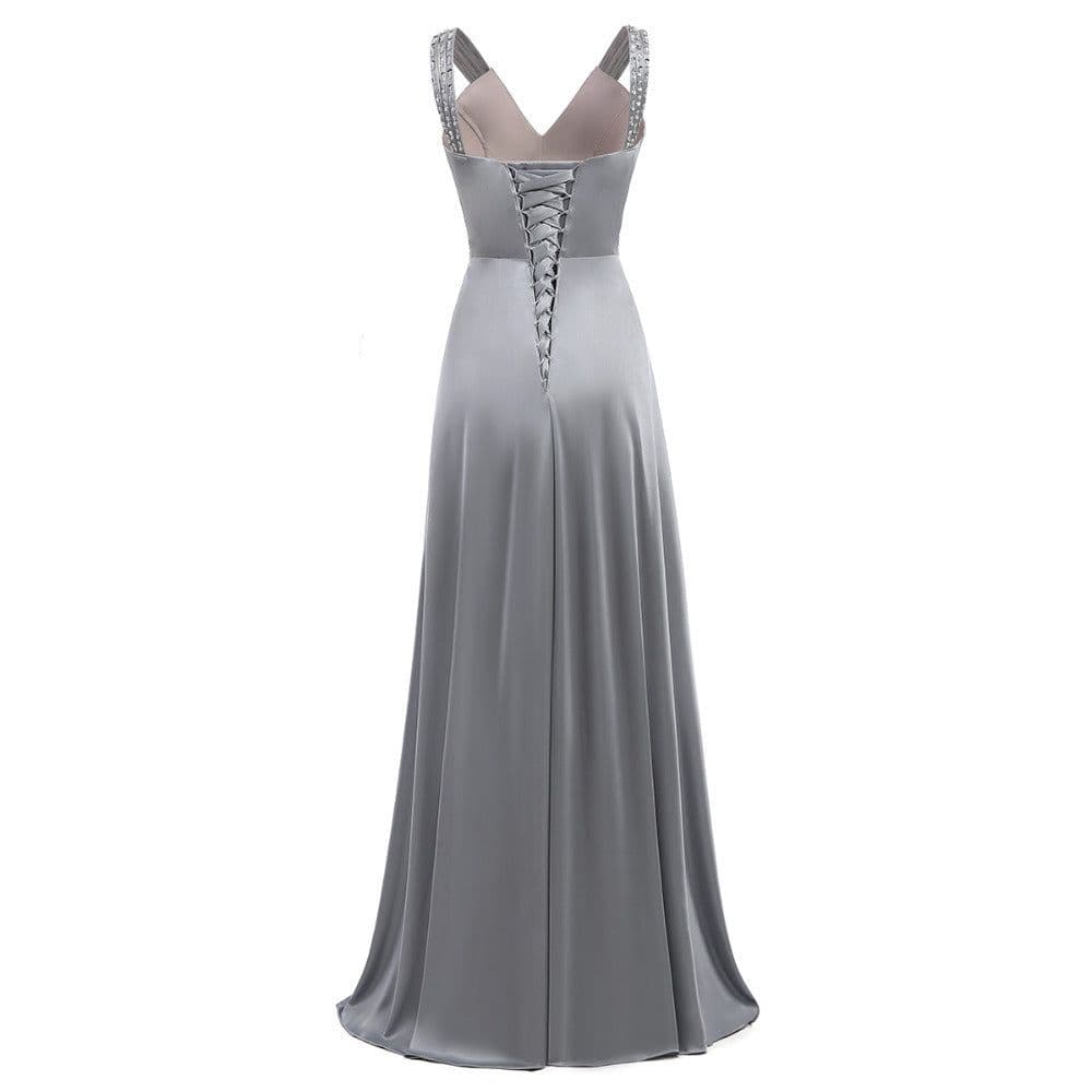 image-Women Sleeveless Sexy A-Line Elegant Wedding Party Formal Gowns Long Evening Dress