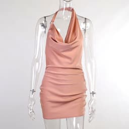 image-Satin Party Dress V Neck Backless Mini Sleeveless Summer Party Dress