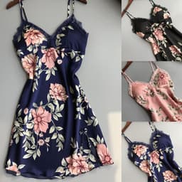 image-Robe Underwear women's night dress lace sleepwear Silk Satin
