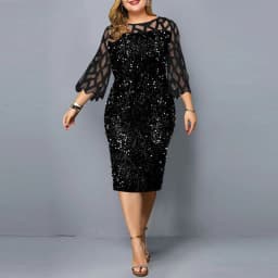 image-Party Dresses Sequin Plus Size Women's Sexy Night Club Dress