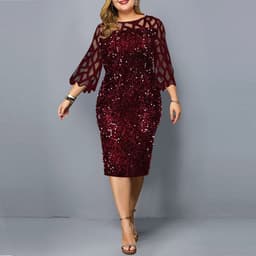 image-Party Dresses Sequin Plus Size Women's Sexy Night Club Dress