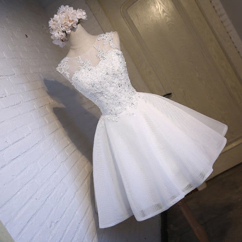 image-New Short Bridesmaid Dress White Tutu Skirt