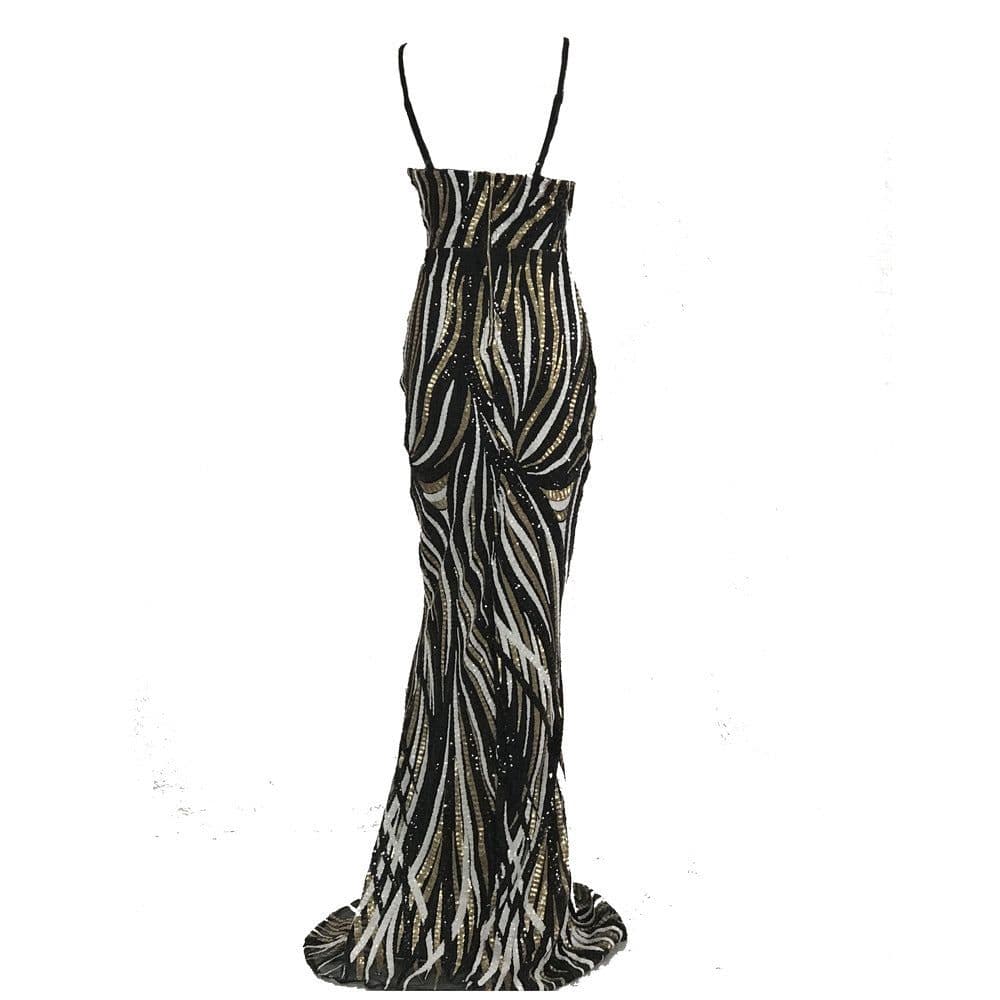 image-Sling Strapless Back Sequined Mermaid Evening Dress