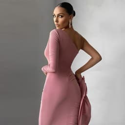 image-Fashion Design, Temperament, Slim Fit, Pleated Skirt, Long-sleeved Dress
