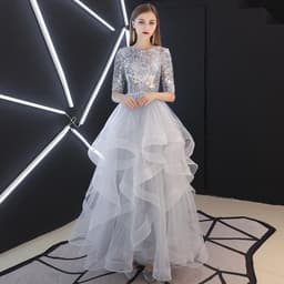 image-Evening Dress Skirt Women Fashion Banquet French Sequins Long Mori Series