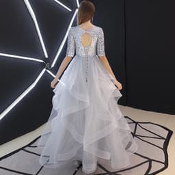 image-Evening Dress Skirt Women Fashion Banquet French Sequins Long Mori Series