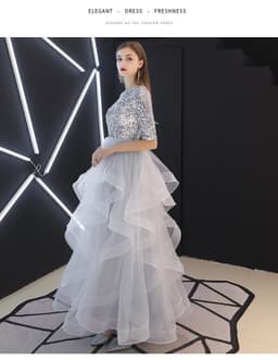 image-Evening Dress Skirt Women Fashion Banquet French Sequins Long Mori Series