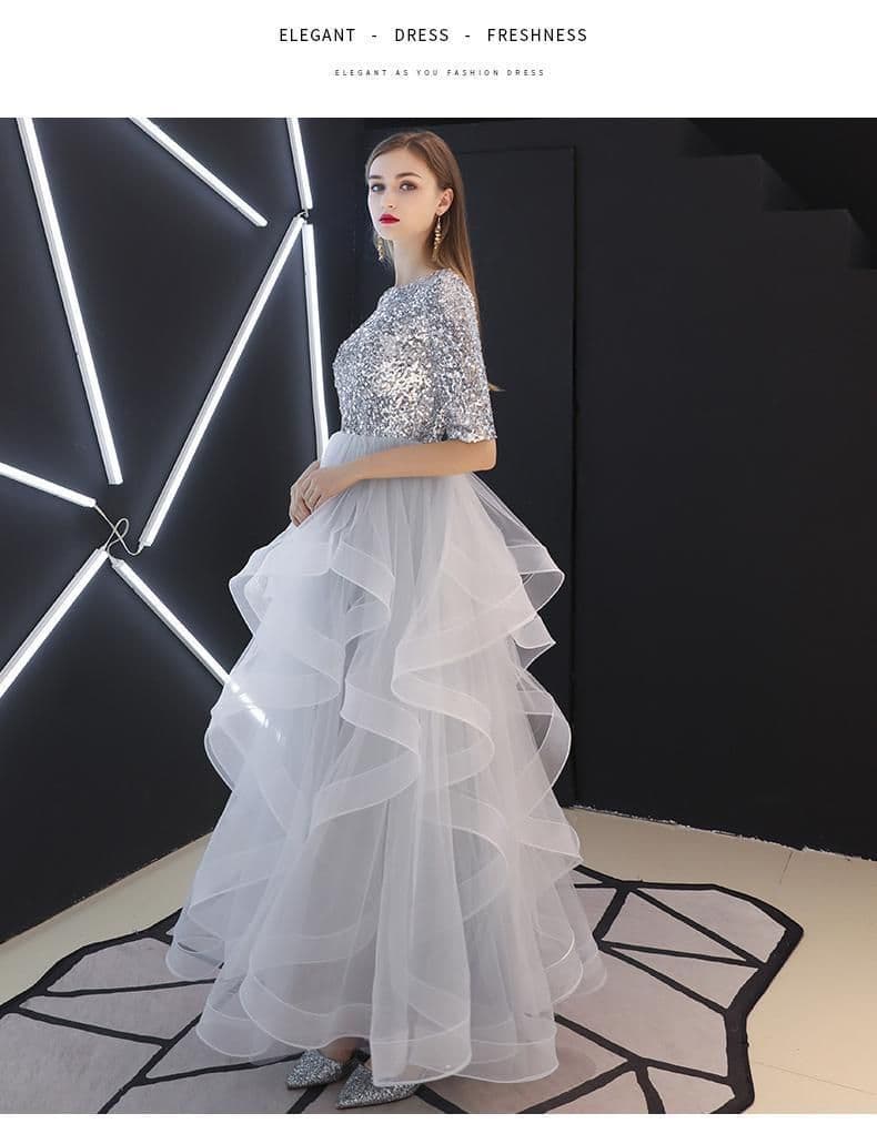 image-Evening Dress Skirt Women Fashion Banquet French Sequins Long Mori Series