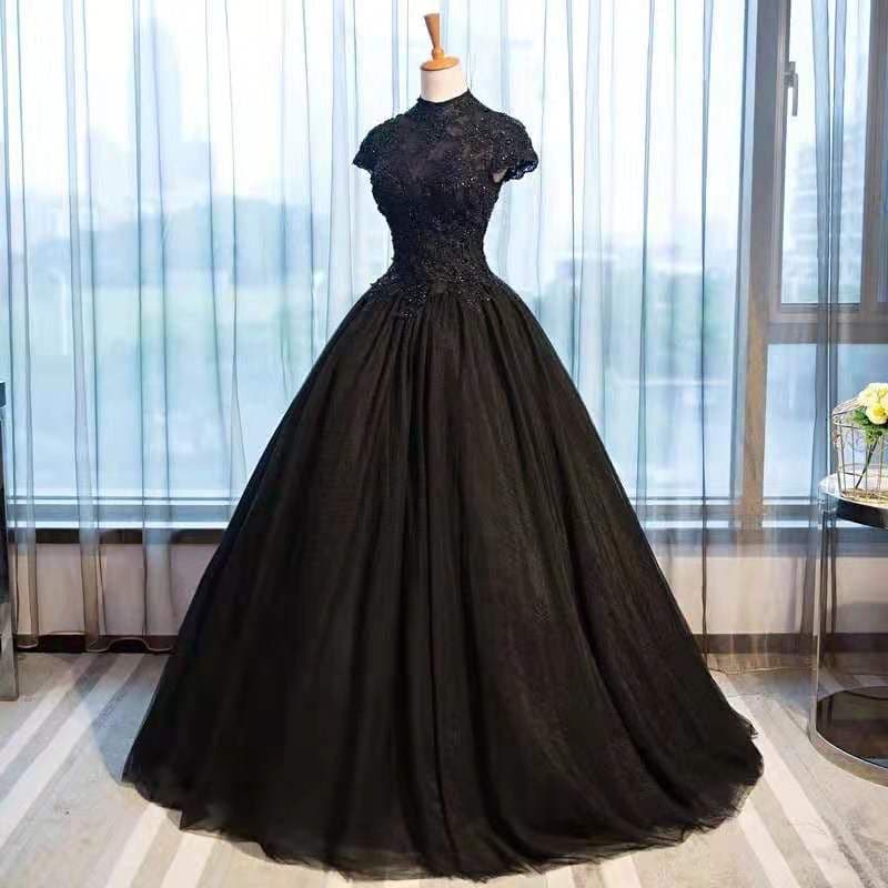 image-Black Lace High Neck Tutu Skirt Costume