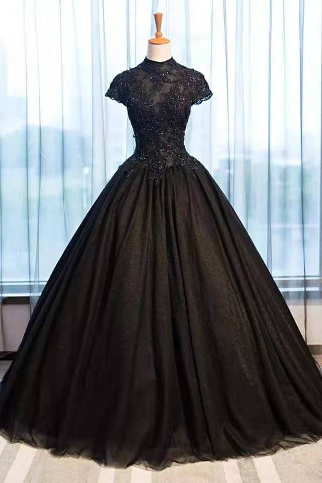 image-Black Lace High Neck Tutu Skirt Costume