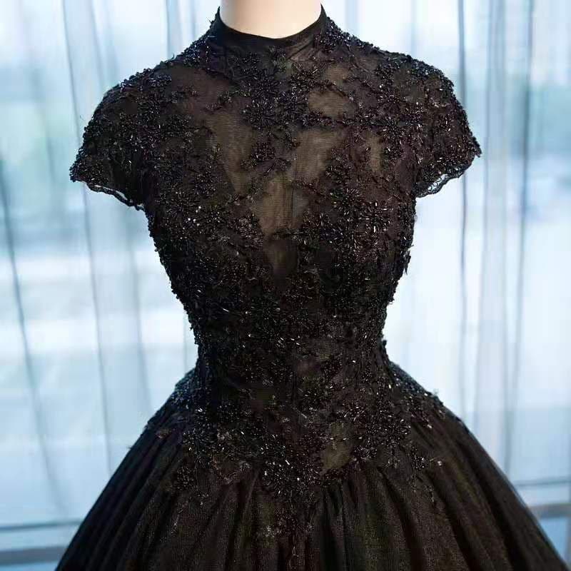 image-Black Lace High Neck Tutu Skirt Costume