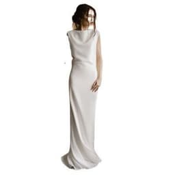 image-Light Wedding Dress, Satin,Slim And Thin, Bridal Halter Evening Dress
